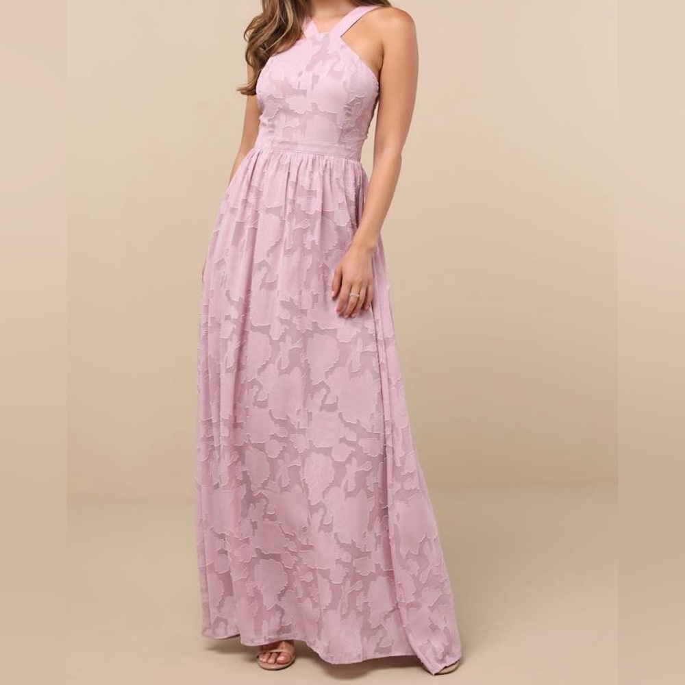 NEW Lulus Love and Beyond Love Pink Burnout Floral Maxi Dress-Size Medium